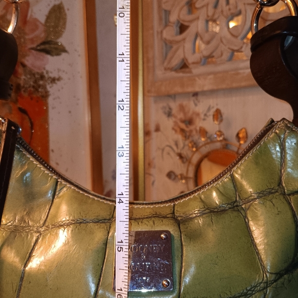 BEAUTIFUL! DOONEY & BOURKE HOBO-OLIVE GREEN CROC EMBOSSED IN THE NILE COLLECTION - Picture 5 of 7